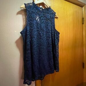 NWT Apt. 9 Womens Navy Blue Lace Sleeveless Tank Top Size Large